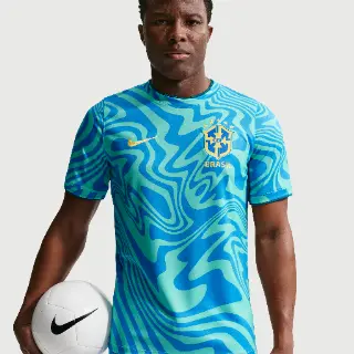 Brazilië Academy Pro Nike Dri-FIT warming-uptop met korte mouwen voor heren - Groen