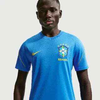 Brazilië Strike Nike Dri-FIT voetbaltop met korte mouwen voor heren - Blauw