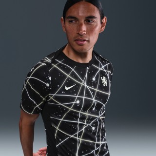 Chelsea FC Academy Pro Nike Dri-FIT warming-uptop met korte mouwen voor heren - Zwart