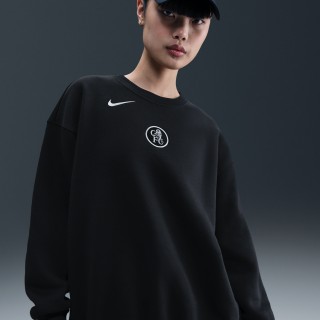 Chelsea FC Phoenix Fleece Derde Nike Total 90 oversized voetbalsweatshirt met ronde hals voor dames - Zwart