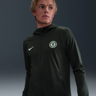 Chelsea FC Strike Nike Dri-FIT knit voetbaltrainingsjack met capuchon voor heren - Groen