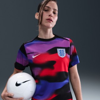 Engeland Academy Pro Nike Dri-FIT warming-uptop met korte mouwen voor dames - Blauw