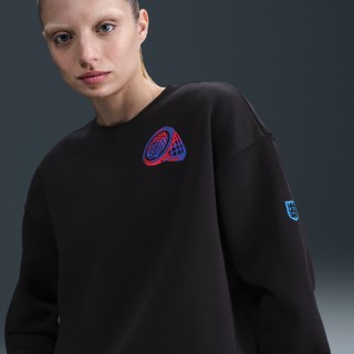 Engeland Phoenix Fleece Nike oversized voetbalsweatshirt met ronde hals voor dames - Zwart