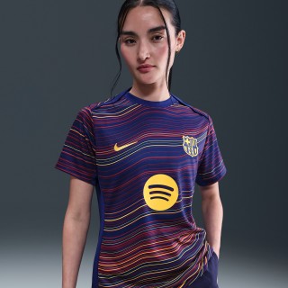 FC Barcelona Academy Pro Thuis Nike Dri-FIT warming-uptop met korte mouwen voor dames - Blauw