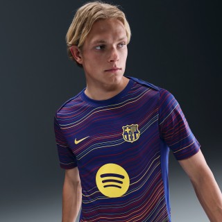 FC Barcelona Academy Pro Thuis Nike Dri-FIT warming-uptop met korte mouwen voor heren - Blauw
