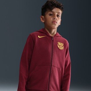 FC Barcelona Club Fourth Nike voetbalhoodie met rits in de volledige lengte voor jongens - Rood