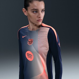 FC Barcelona Strike Derde Nike Dri-FIT voetbalwarming-uptop met ronde hals voor dames - Blauw