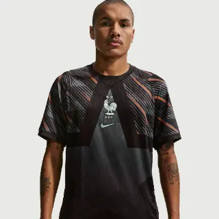 FFF 2026 Stadium Goalkeeper Nike Dri-FIT replica voetbalshirt met korte mouwen voor heren - Zwart