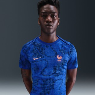 FFF Academy Pro Nike Dri-FIT warming-up voetbalshirt met korte mouwen voor heren - Blauw