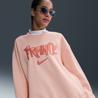 Frankrijk Phoenix Fleece Nike oversized voetbalsweatshirt met ronde hals voor dames - Roze