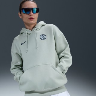 Inter Milan Phoenix Fleece Nike oversized voetbalhoodie voor dames - Grijs