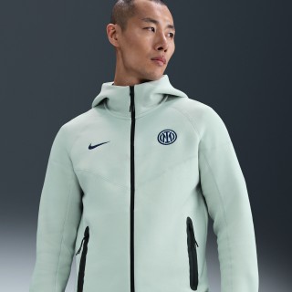 Inter Milan Tech Windrunner Nike voetbalhoodie met rits over de hele lengte van fleece voor heren - Grijs
