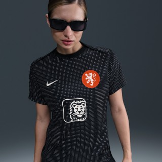 Nederland Academy Pro Nike Dri-FIT warming-uptop met korte mouwen voor dames - Zwart