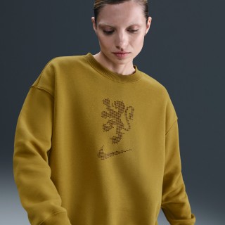Nederland Phoenix Fleece Nike oversized voetbalsweatshirt met ronde hals voor dames - Bruin