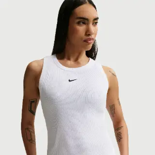 Nike aansluitende geribde tanktop voor dames - Wit