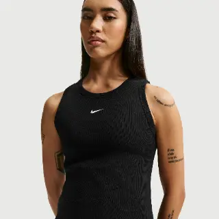 Nike aansluitende geribde tanktop voor dames - Zwart