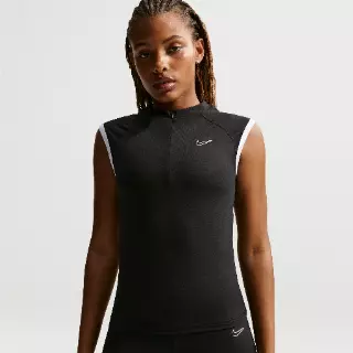 Nike aansluitende mouwloze top met korte rits voor dames - Zwart