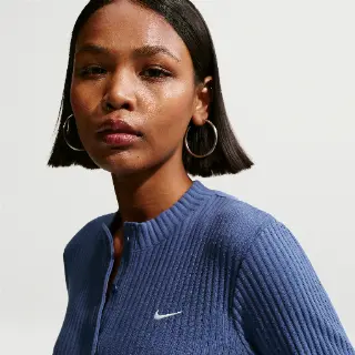 Nike Chill Knit aansluitend breed geribd vest voor dames - Blauw