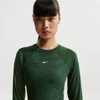 Nike Chill Knit strakke, geribde top met lange mouwen voor dames - Groen