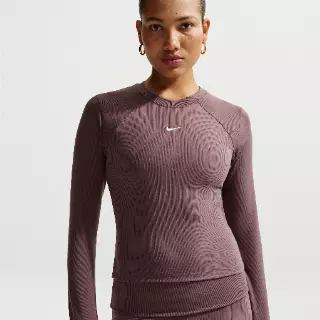Nike Chill Knit strakke, geribde top met lange mouwen voor dames - Paars