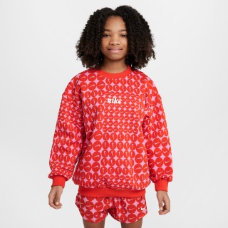Nike Club Fleece oversized sweatshirt met ronde hals voor meisjes - Rood