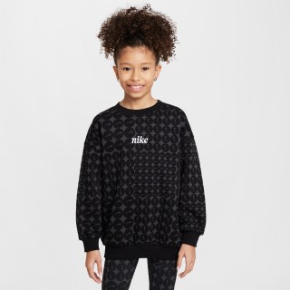 Nike Club Fleece oversized sweatshirt met ronde hals voor meisjes - Zwart