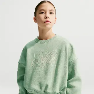 Nike Club Fleece recht sweatshirt met ronde hals voor meisjes - Groen