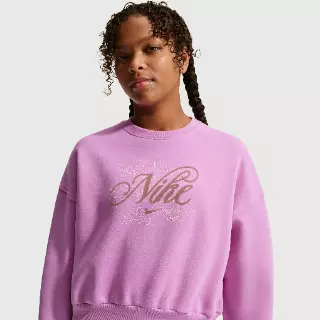 Nike Club Fleece recht sweatshirt met ronde hals voor meisjes - Paars