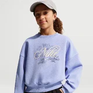 Nike Club Fleece recht sweatshirt met ronde hals voor meisjes - Paars