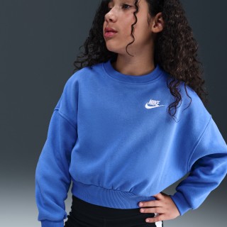 Nike Club Fleece sweatshirt met ronde hals en recht design voor meisjes - Blauw