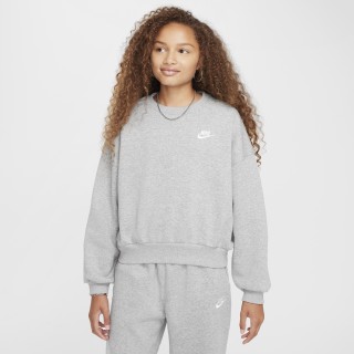 Nike Club Fleece sweatshirt met ronde hals en recht design voor meisjes - Grijs