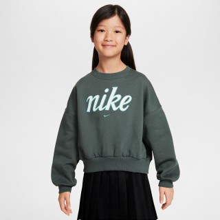 Nike Club Fleece sweatshirt met ronde hals en recht design voor meisjes - Groen