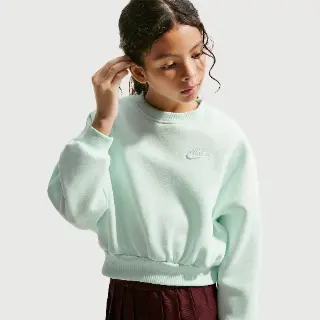 Nike Club Fleece sweatshirt met ronde hals en recht design voor meisjes - Groen