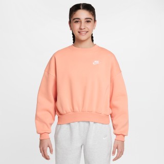 Nike Club Fleece sweatshirt met ronde hals en recht design voor meisjes - Oranje