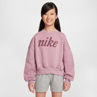 Nike Club Fleece sweatshirt met ronde hals en recht design voor meisjes - Paars