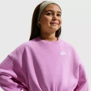 Nike Club Fleece sweatshirt met ronde hals en recht design voor meisjes - Paars