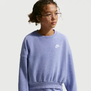 Nike Club Fleece sweatshirt met ronde hals en recht design voor meisjes - Paars