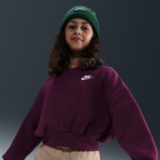 Nike Club Fleece sweatshirt met ronde hals en recht design voor meisjes - Rood