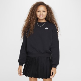 Nike Club Fleece sweatshirt met ronde hals en recht design voor meisjes - Zwart