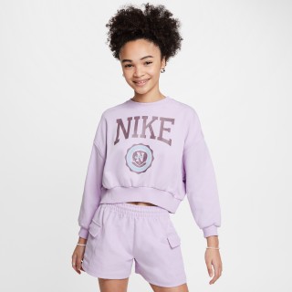 Nike Club sweatshirt van sweatstof met ronde hals voor meisjes - Paars