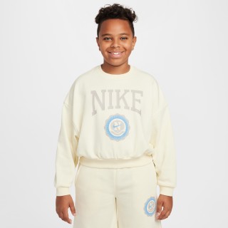 Nike Club sweatshirt van sweatstof met ronde hals voor meisjes - Wit