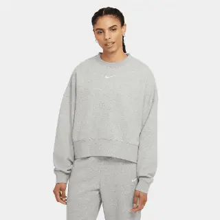 Nike Collection Essentials Oversized sweatshirt van fleece met ronde hals voor dames - Grijs