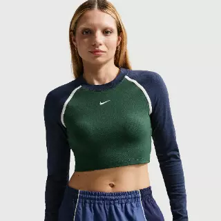 Nike cropped top met lange mouwen voor dames - Groen