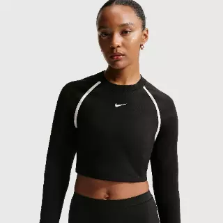 Nike cropped top met lange mouwen voor dames - Zwart