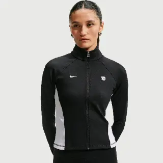 Nike damestop met rits over de hele lengte en lange mouwen - Zwart