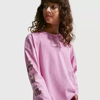 Nike oversized T-shirt met lange mouwen voor meisjes - Paars