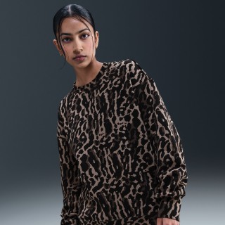 Nike Phoenix Fleece oversized sweatshirt met ronde hals en print voor dames - Zwart