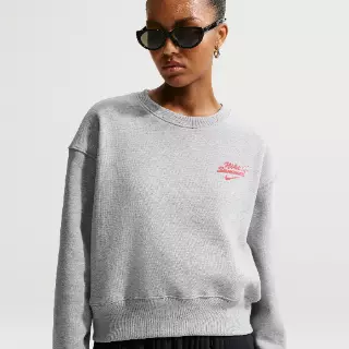 Nike Phoenix Fleece oversized sweatshirt met ronde hals voor dames - Grijs