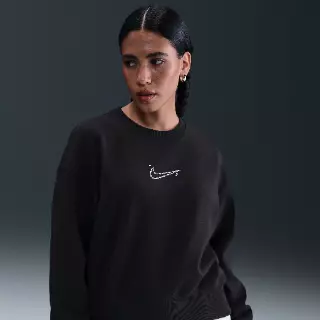 Nike Phoenix Fleece oversized sweatshirt met ronde hals voor dames - Zwart