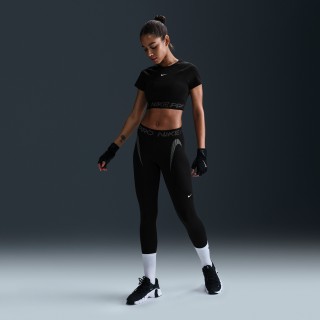 Nike Pro 7/8-legging met halfhoge taille en graphic voor dames - Zwart